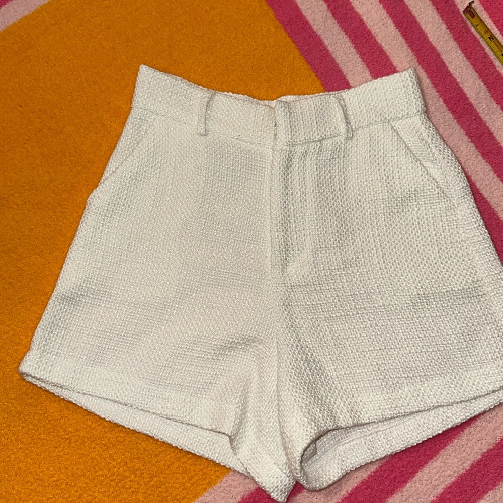 Showpo white twill high waisted tailored shorts
